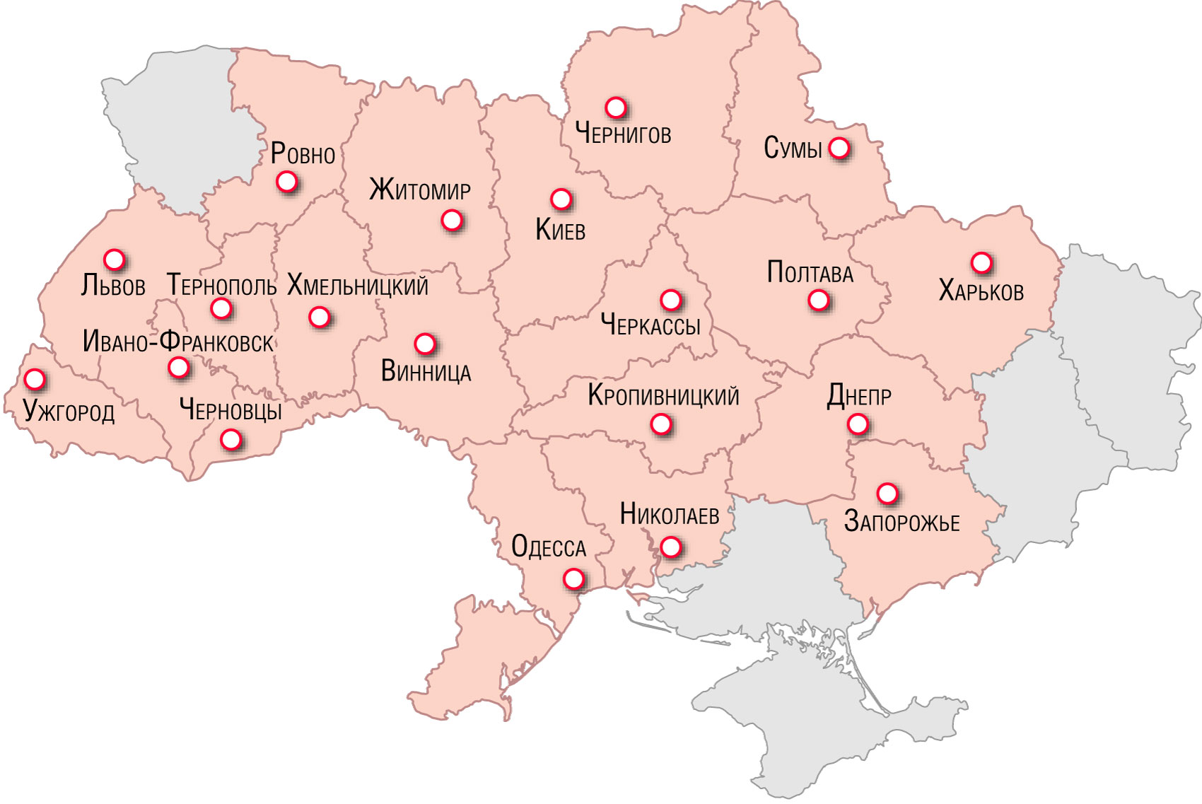 Карта регионального покрытия